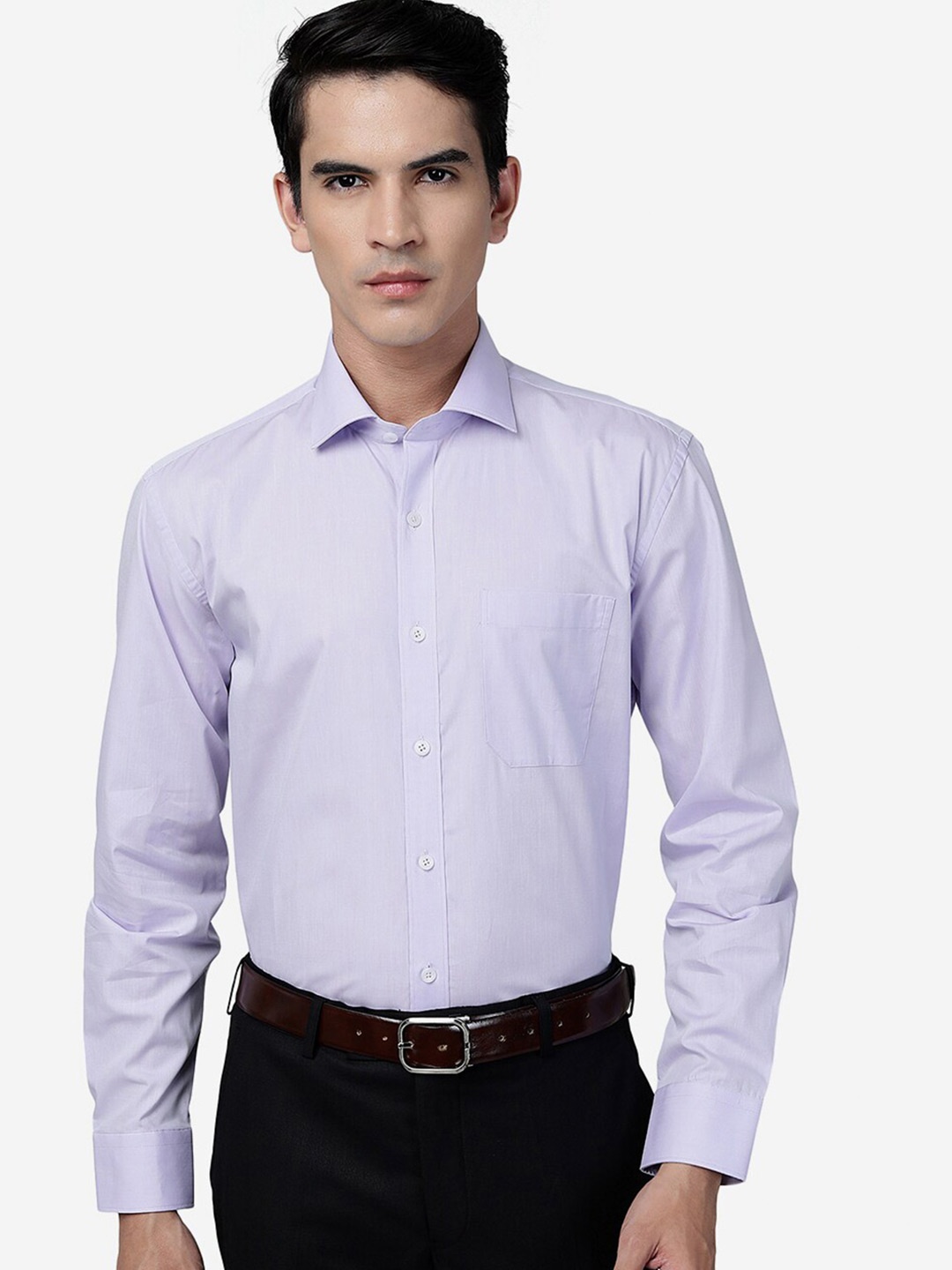 

JADE BLUE Spread Collar Cotton Formal Shirt, Purple