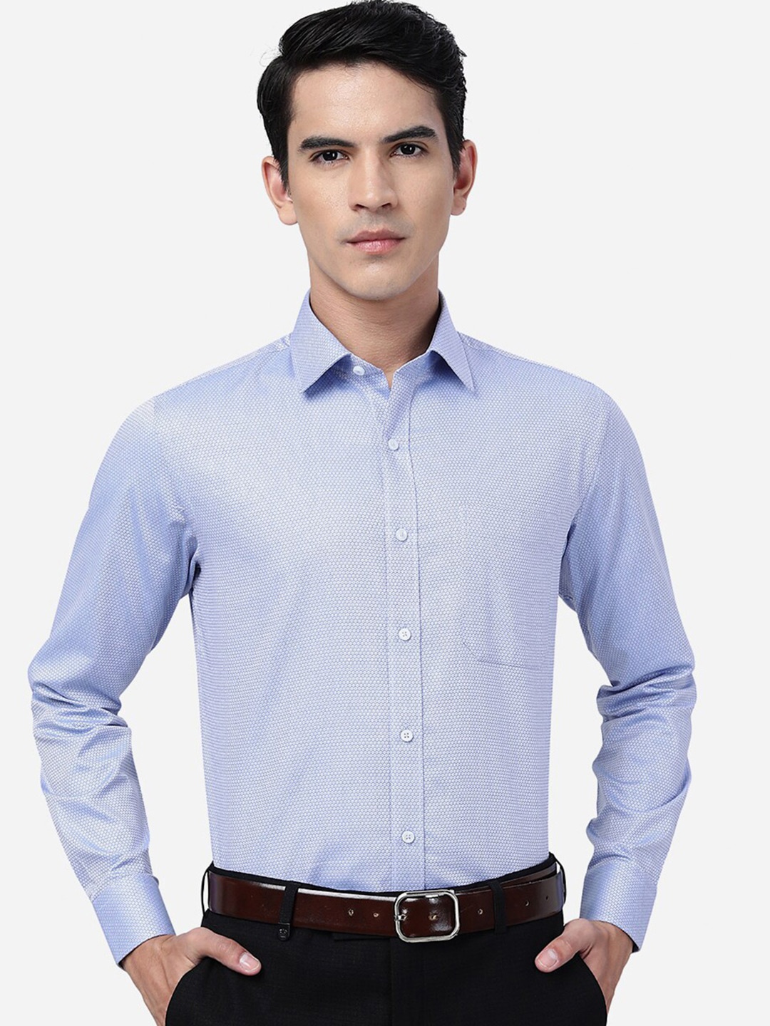 

JADE BLUE Micro Ditsy Printed Slim Fit Opaque Cotton Formal Shirt