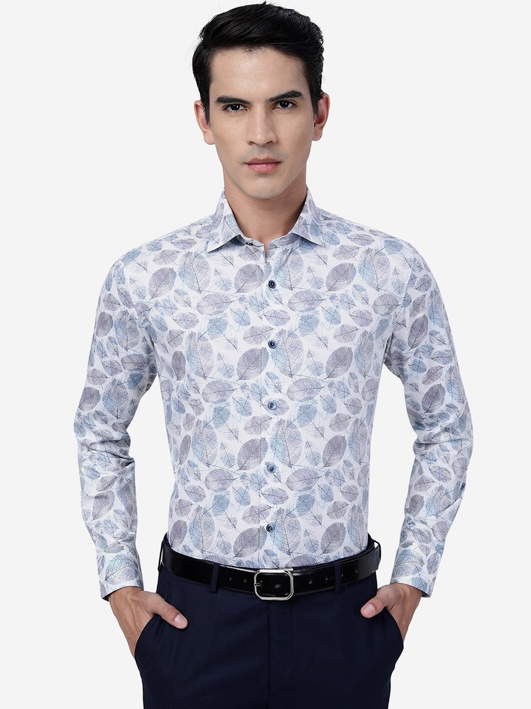 

WYRE Slim Fit Floral Printed Cotton Formal Shirt, White