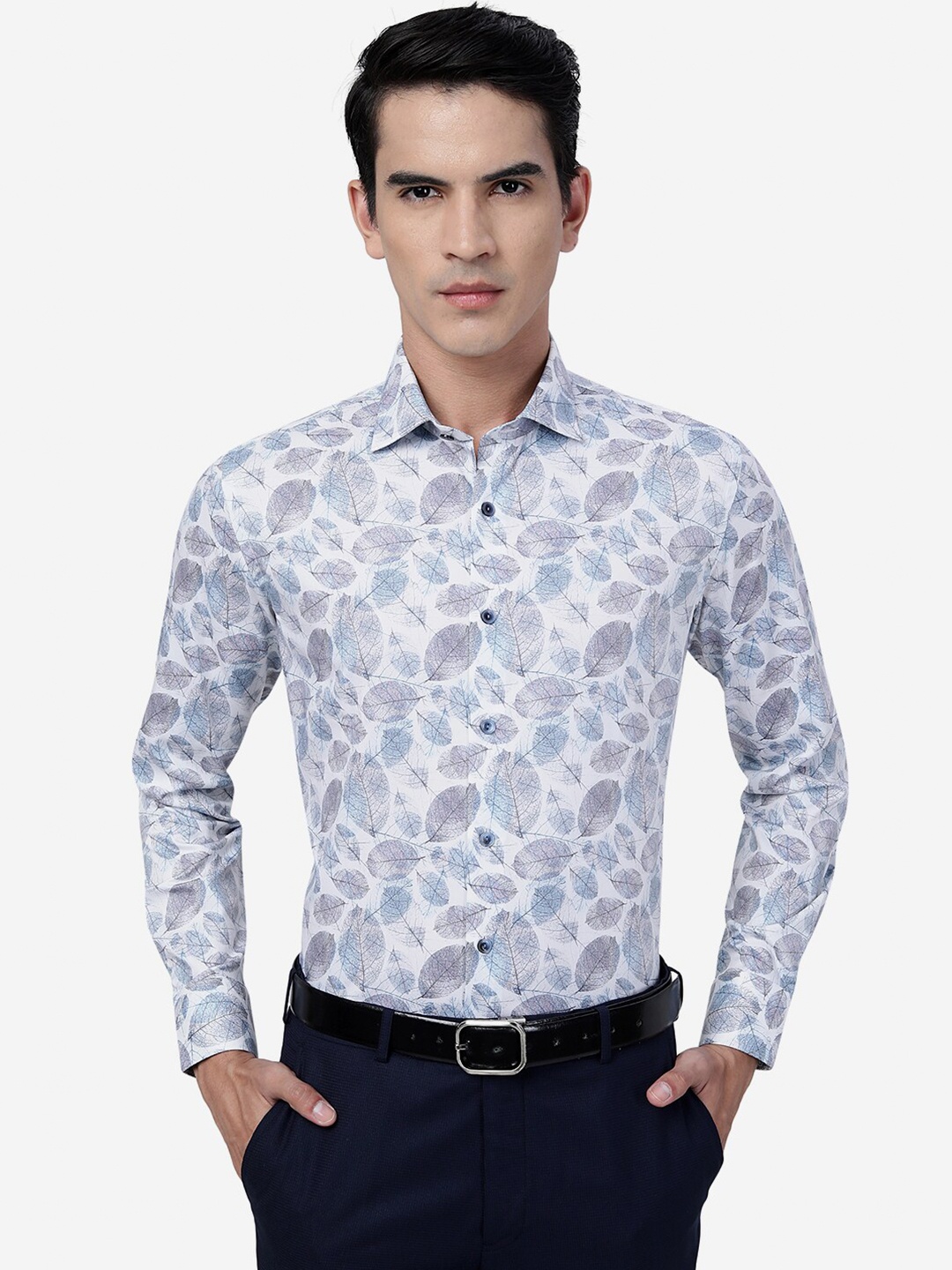 

WYRE Slim Fit Floral Printed Cotton Shirt, Grey