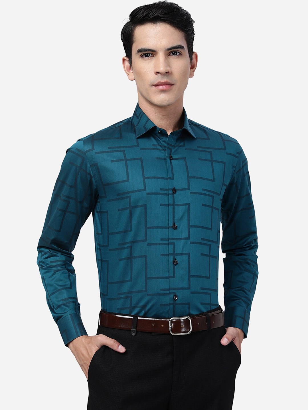 

WYRE Abstract Printed Cotton Shirt, Green
