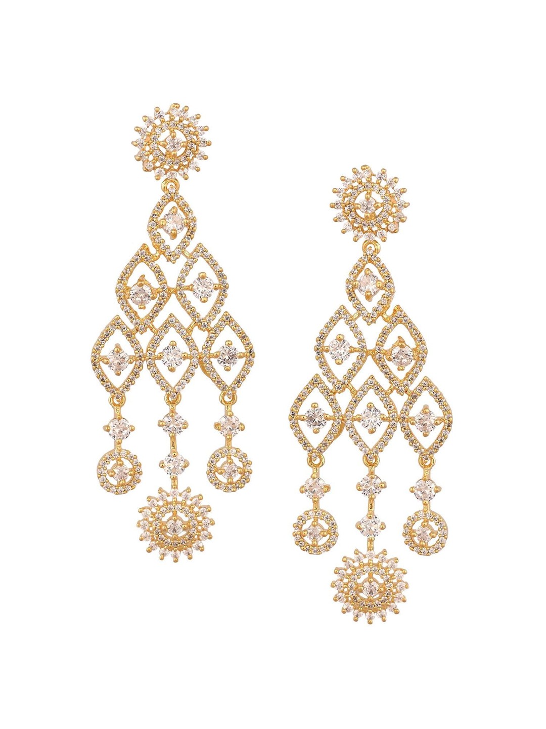 

RATNAVALI JEWELS Gold-Plated Contemporary Drop Earrings
