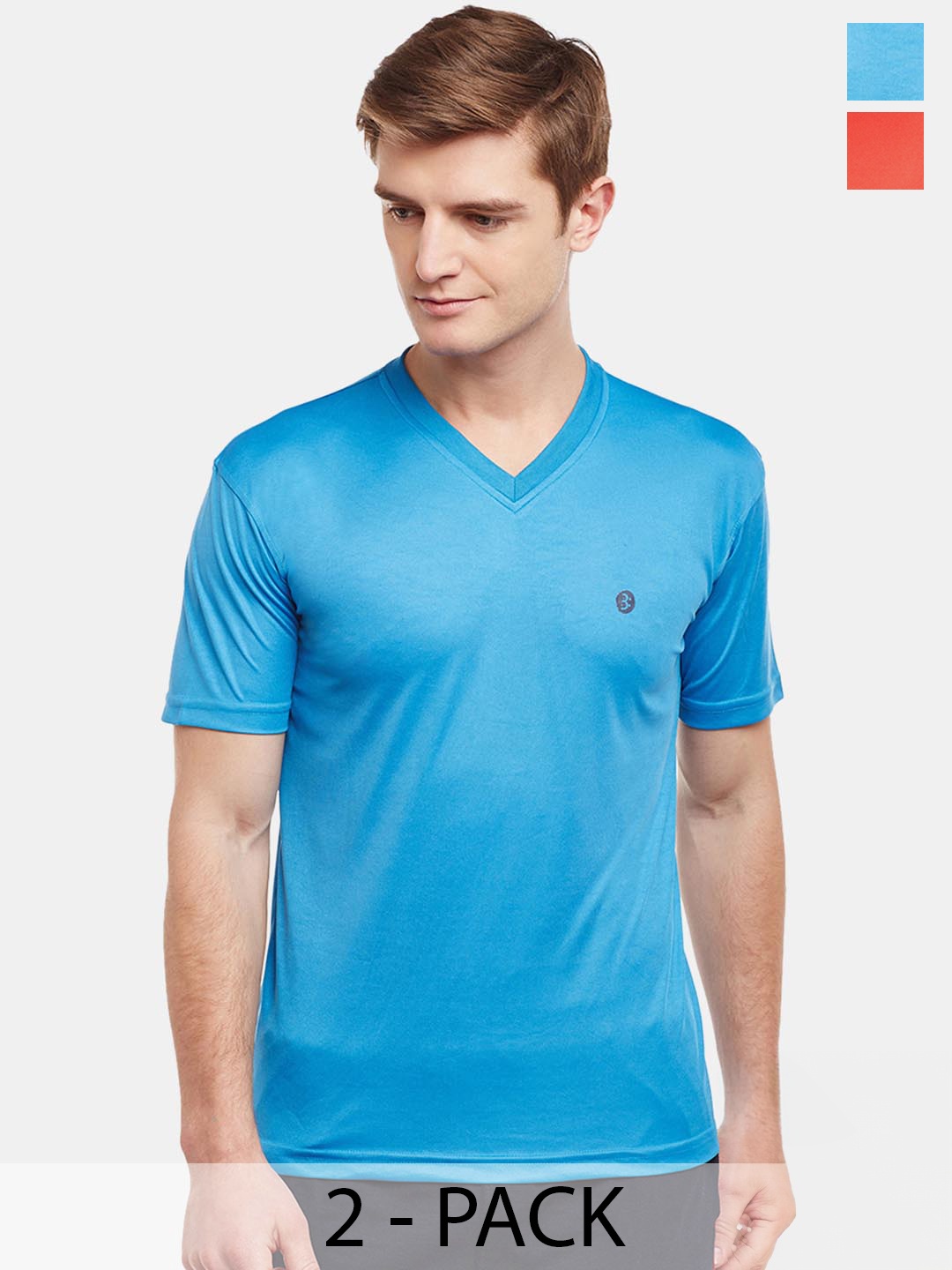 

BODYACTIVE Men Multicoloured 2 V-Neck Pockets T-shirt, Multi