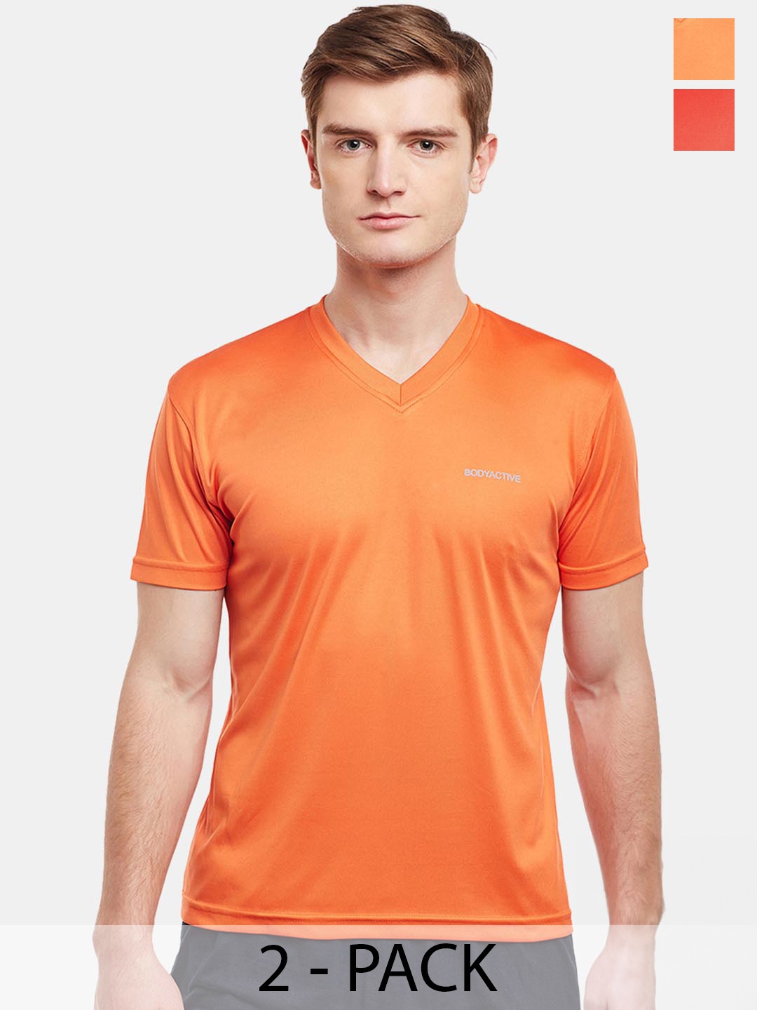 

BODYACTIVE Men Multicoloured 2 V-Neck Pockets T-shirt, Multi