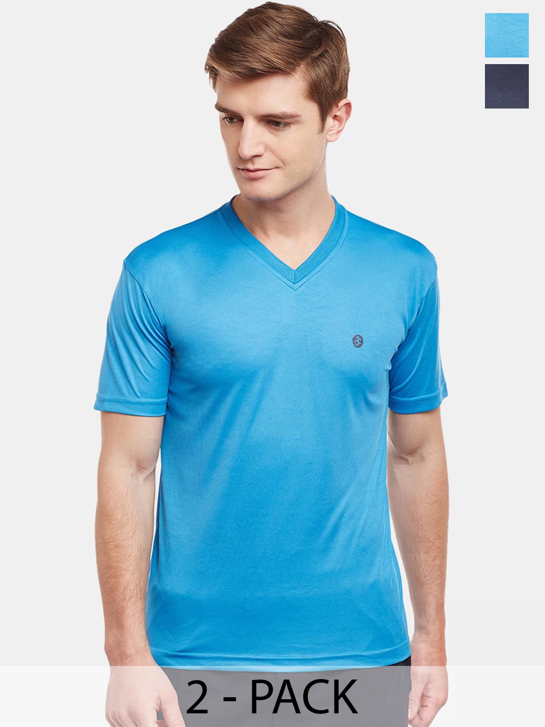 

BODYACTIVE Men Multicoloured 2 V-Neck Pockets T-shirt, Multi