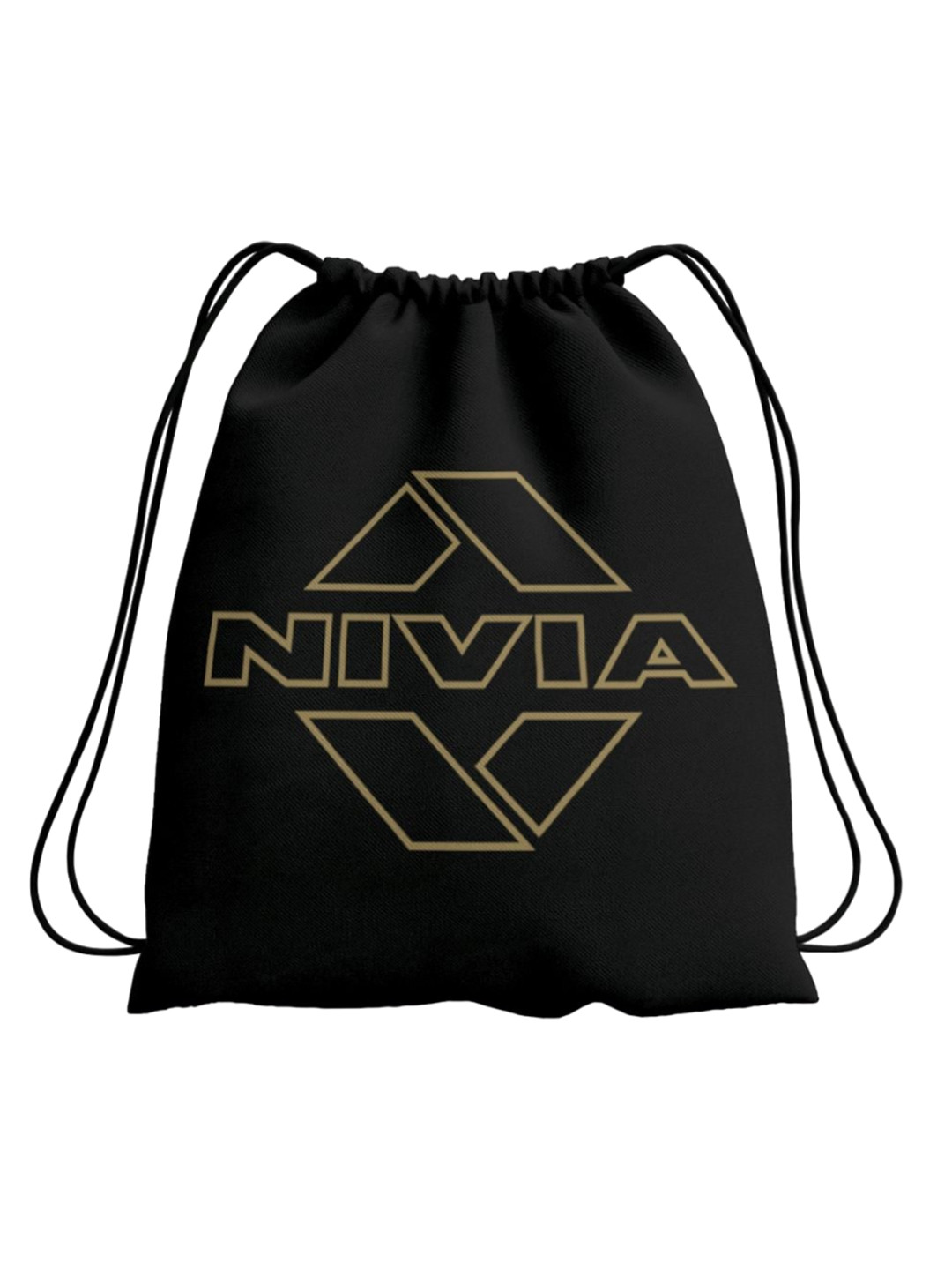 

NIVIA Brand Name Printed String Backpack, Black