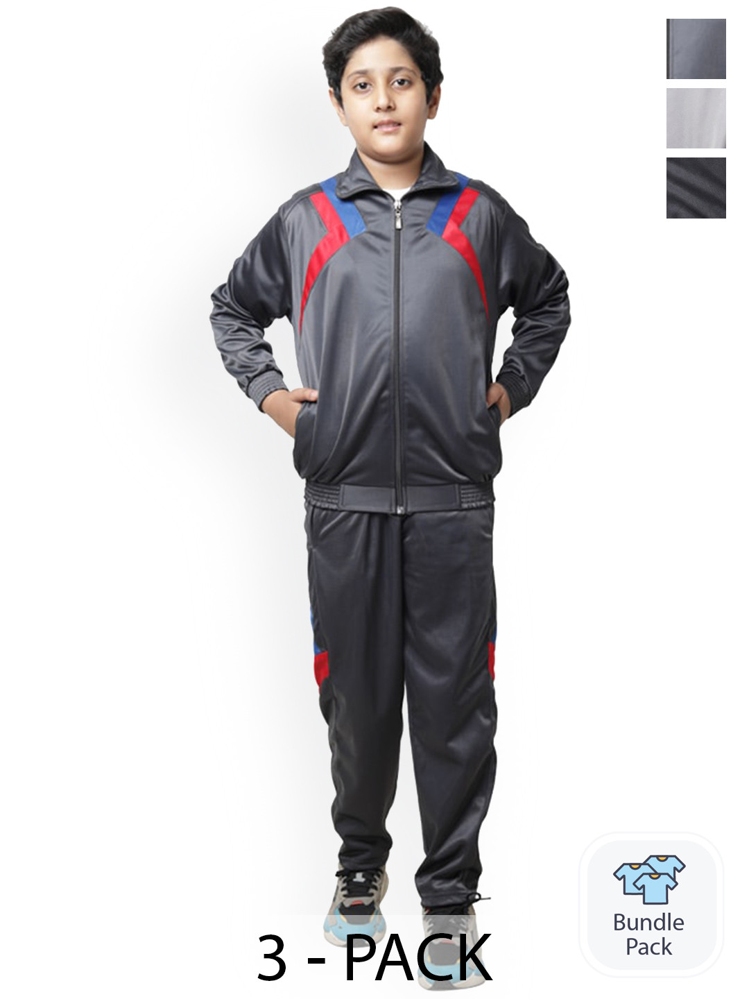 

BAESD Boys Pack of 3 Mock Collar Tracksuits, Grey