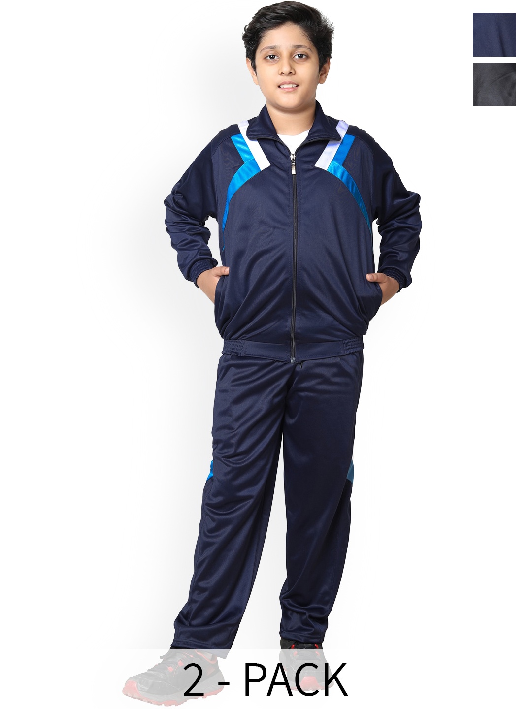 

BAESD Boys Pack of 2 Mock Collar Tracksuits, Blue