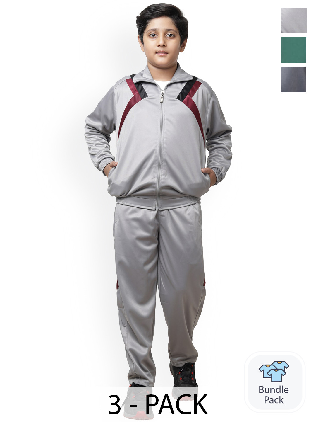 

BAESD Boys Pack of 3 Mock Collar Tracksuits, Green