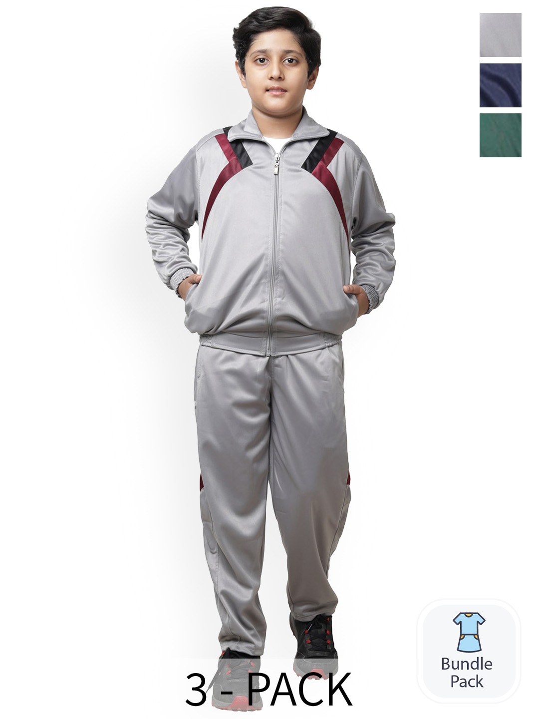 

BAESD Boys Pack of 3 Mock Collar Tracksuits, Green