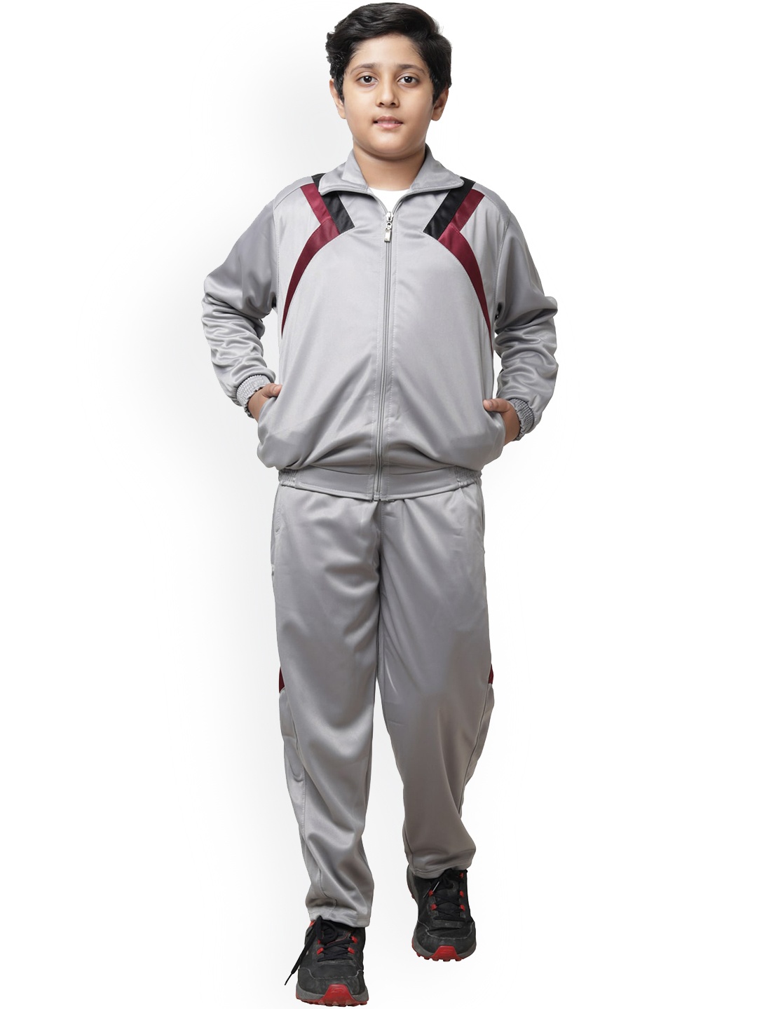 

BAESD Boys Mock Collar Tracksuits, Grey melange
