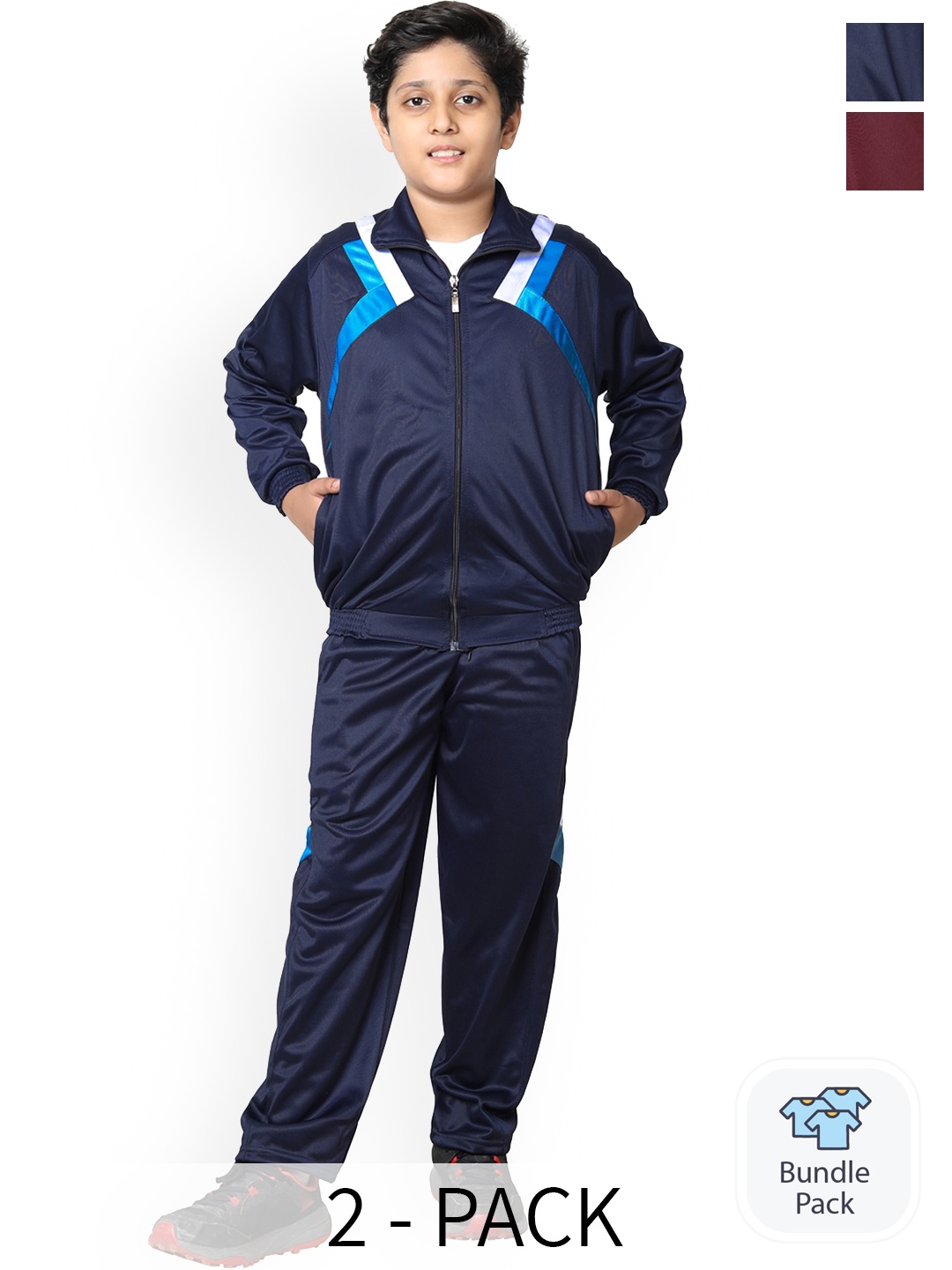 

BAESD Boys Pack of 2 Mock Collar Tracksuits, Navy blue