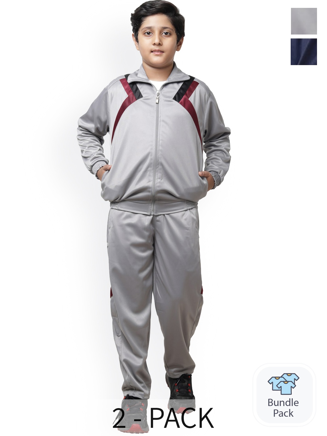 

BAESD Boys Pack of 2 Mock Collar Tracksuits, Navy blue