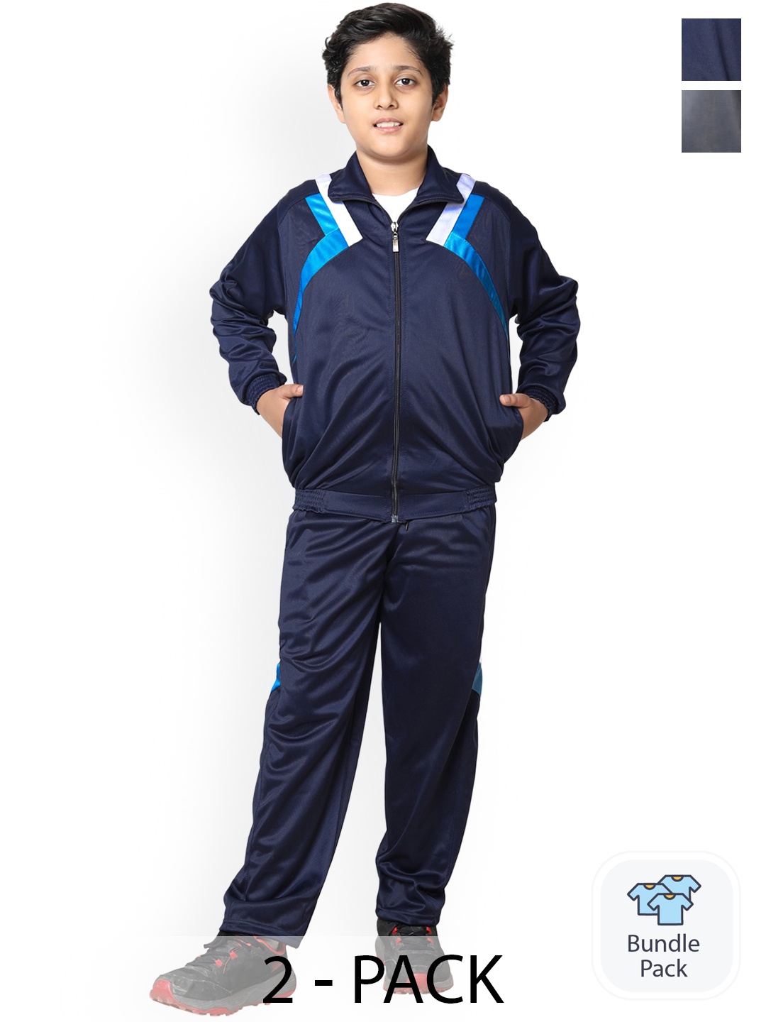 

BAESD Boys Pack of 2 Mock Collar Tracksuits, Navy blue