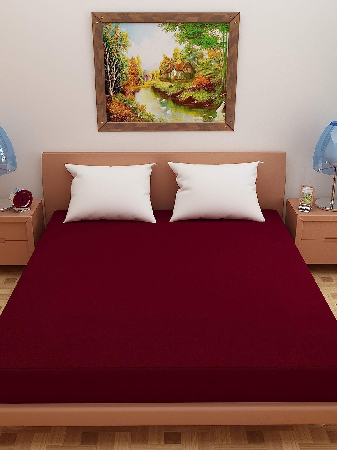 

Adbeni Home Maroon 200 GSM Terry Cotton Waterproof Mattress Protector