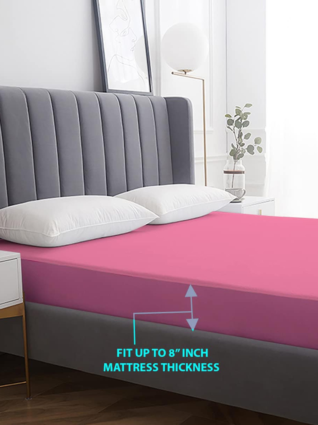 

Adbeni Home Pink 200 GSM Terry Cotton Waterproof Double Bed Mattress Protector