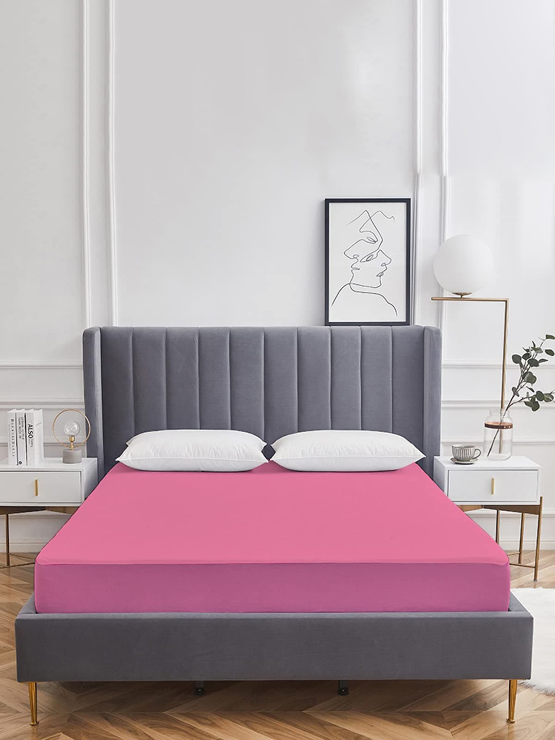 

Adbeni HOME Pink Terry Cortridge Cotton 200 GSM Waterproof King Size Mattress Protector