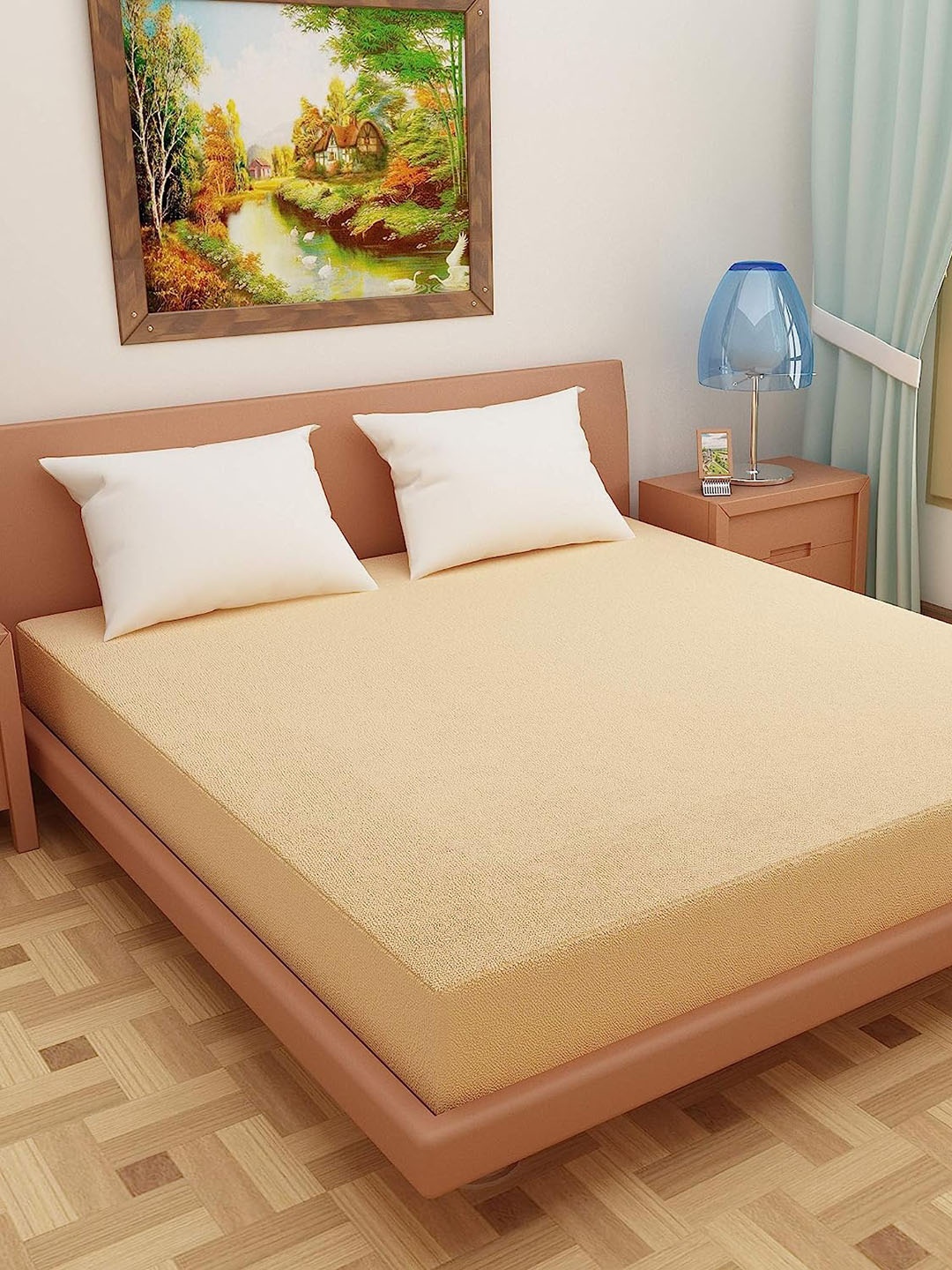 

Adbeni Home Beige 200 GSM Terry Cotton Waterproof Double Bed Mattress Protector