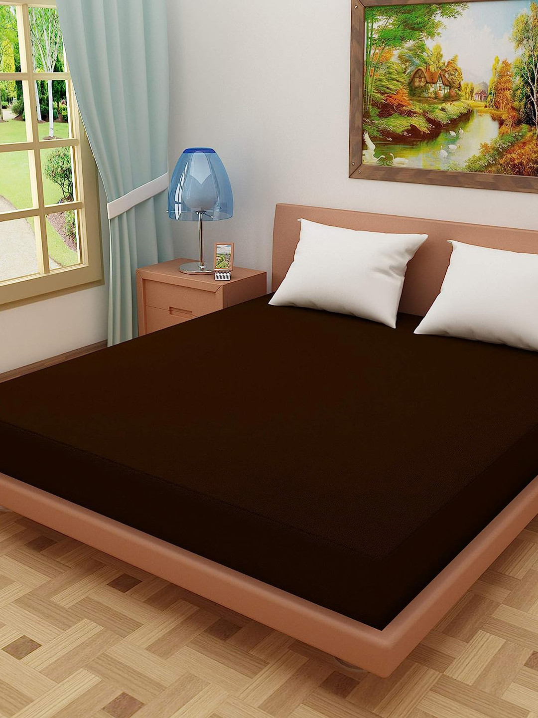 

Adbeni HOME Terry Cortridge Coffee Brown 200 GSM Waterproof Queen Size Mattress Protector