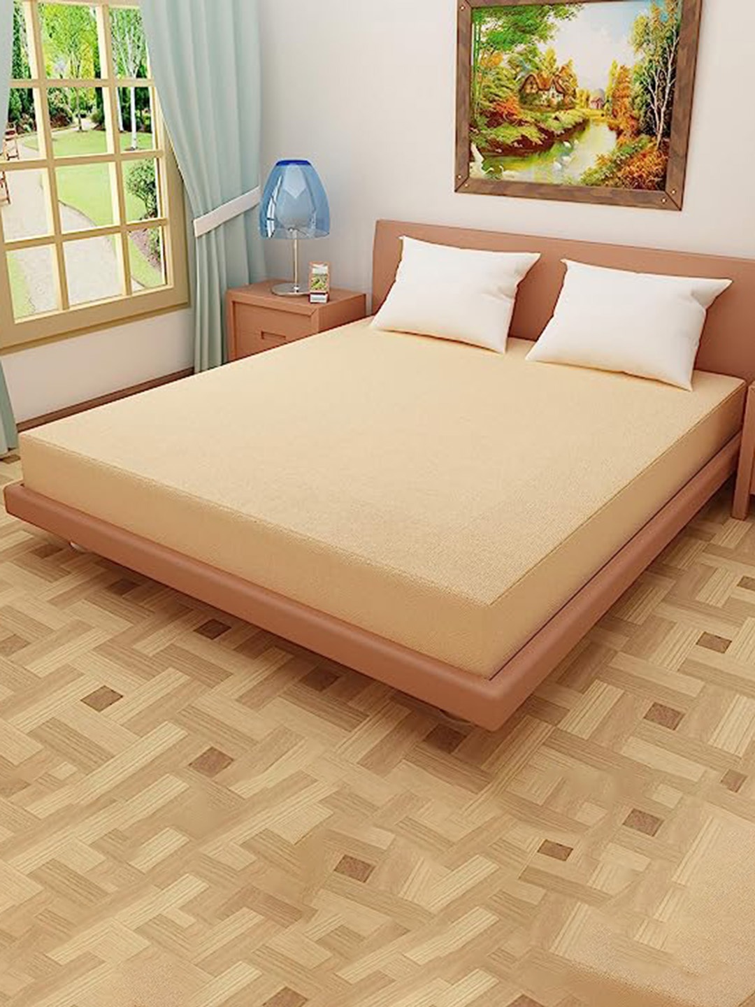 

Adbeni HOME Beige 200 GSM Terry Cortridge Cotton Queen Size Mattress Protector