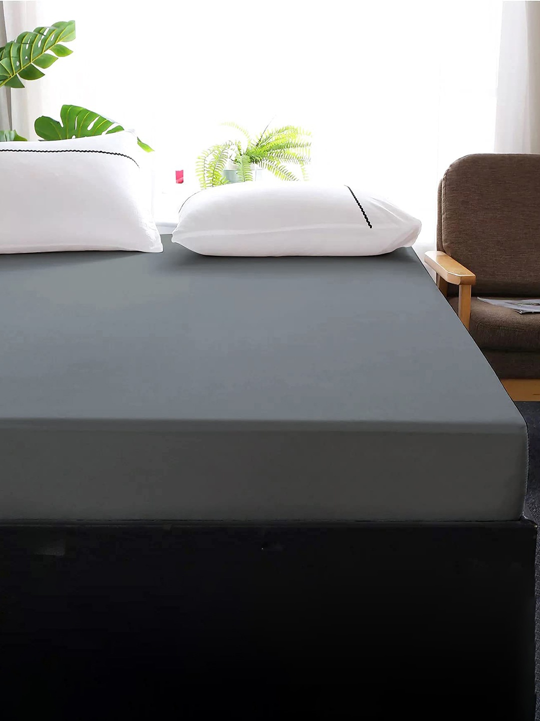 

Adbeni HOME Grey Terry Cortridge Cotton 200 GSM Waterproof Queen Size Mattress Protector