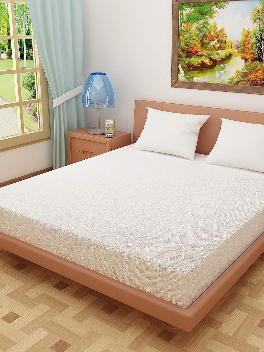 

Adbeni Home White 200 GSM Waterproof Terry Cortridge Cotton Single Size Mattress Protector