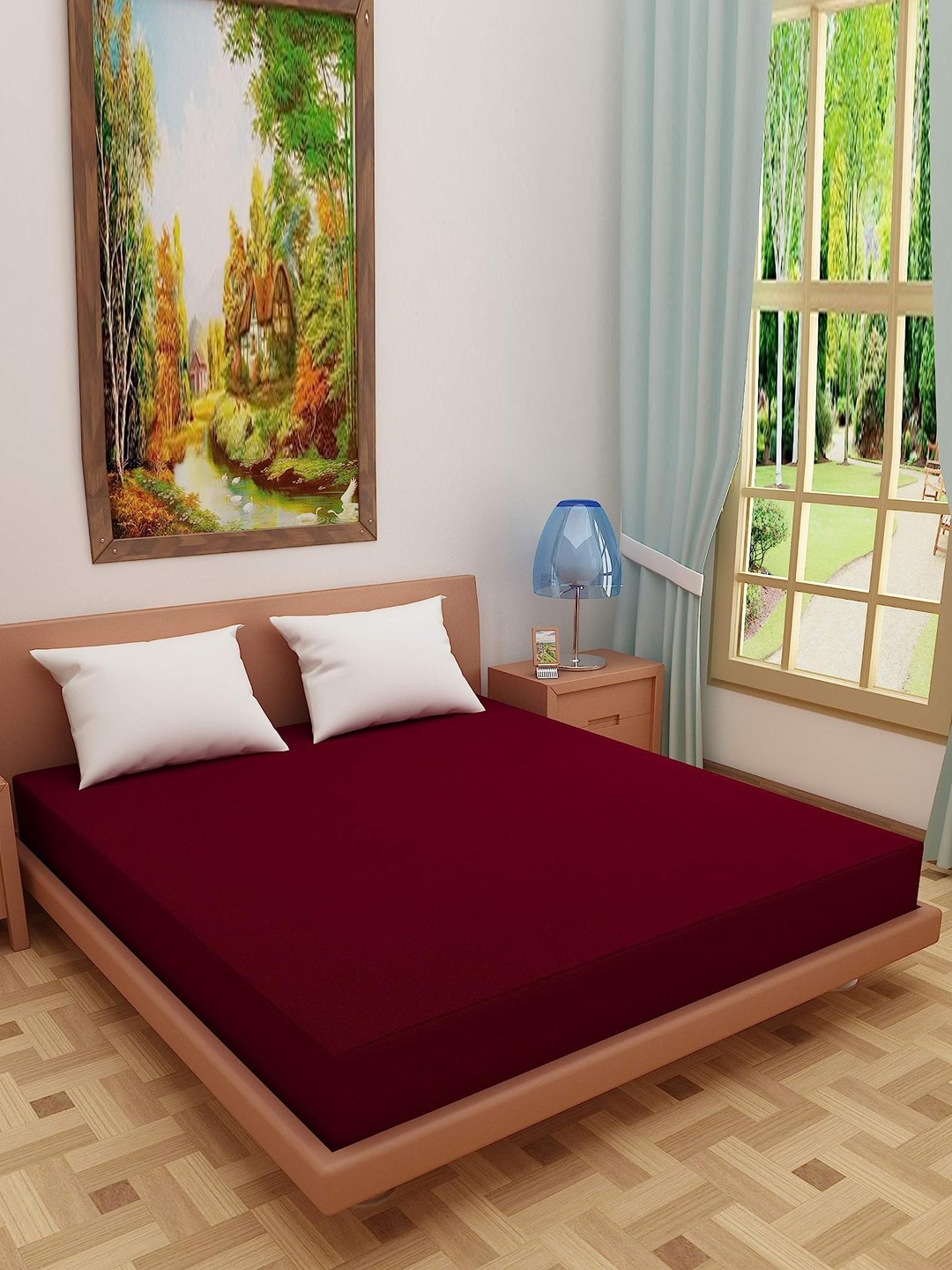 

Adbeni HOME Maroon Terry Cortridge Cotton 200 GSM Water Resistant Mattress Protector