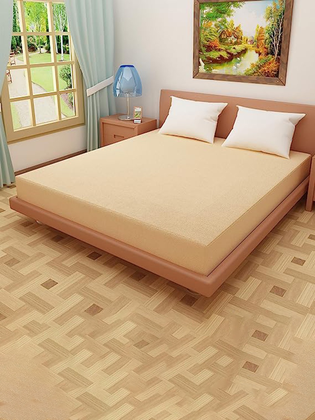 

Adbeni HOME Terry Cortridge Beige 200 GSM Waterproof Queen Size Mattress Protector