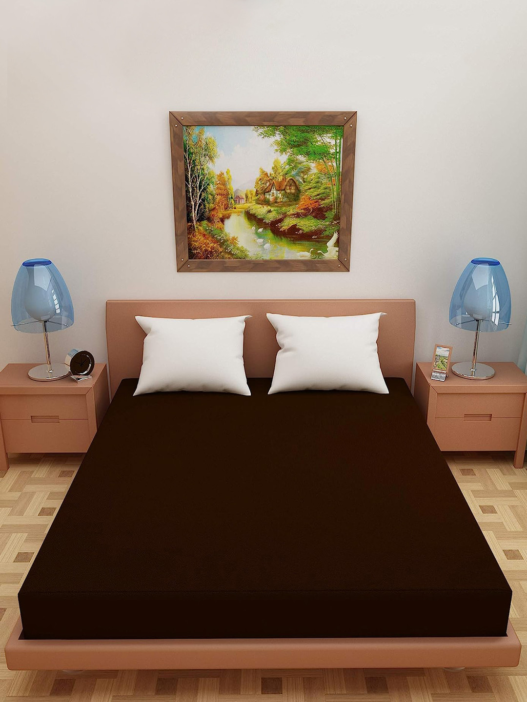 

Adbeni Home Coffee Brown Terry Cortridge Cotton Waterproof Queen Size Mattress Protector