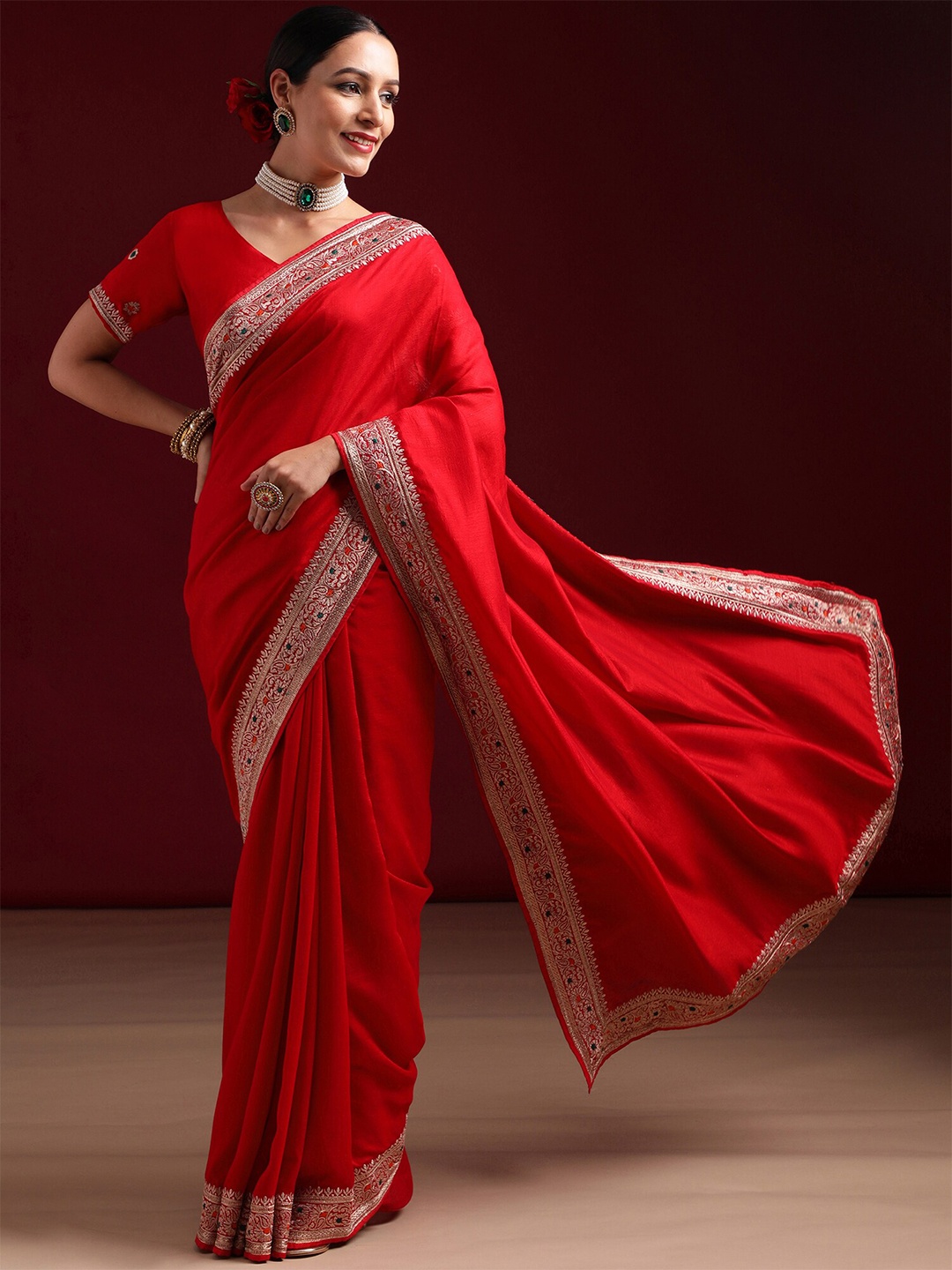 

kasee Embroidered Saree, Red