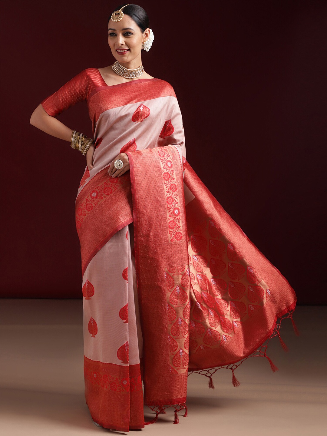 

kasee Woven Design Zari Saree, Red