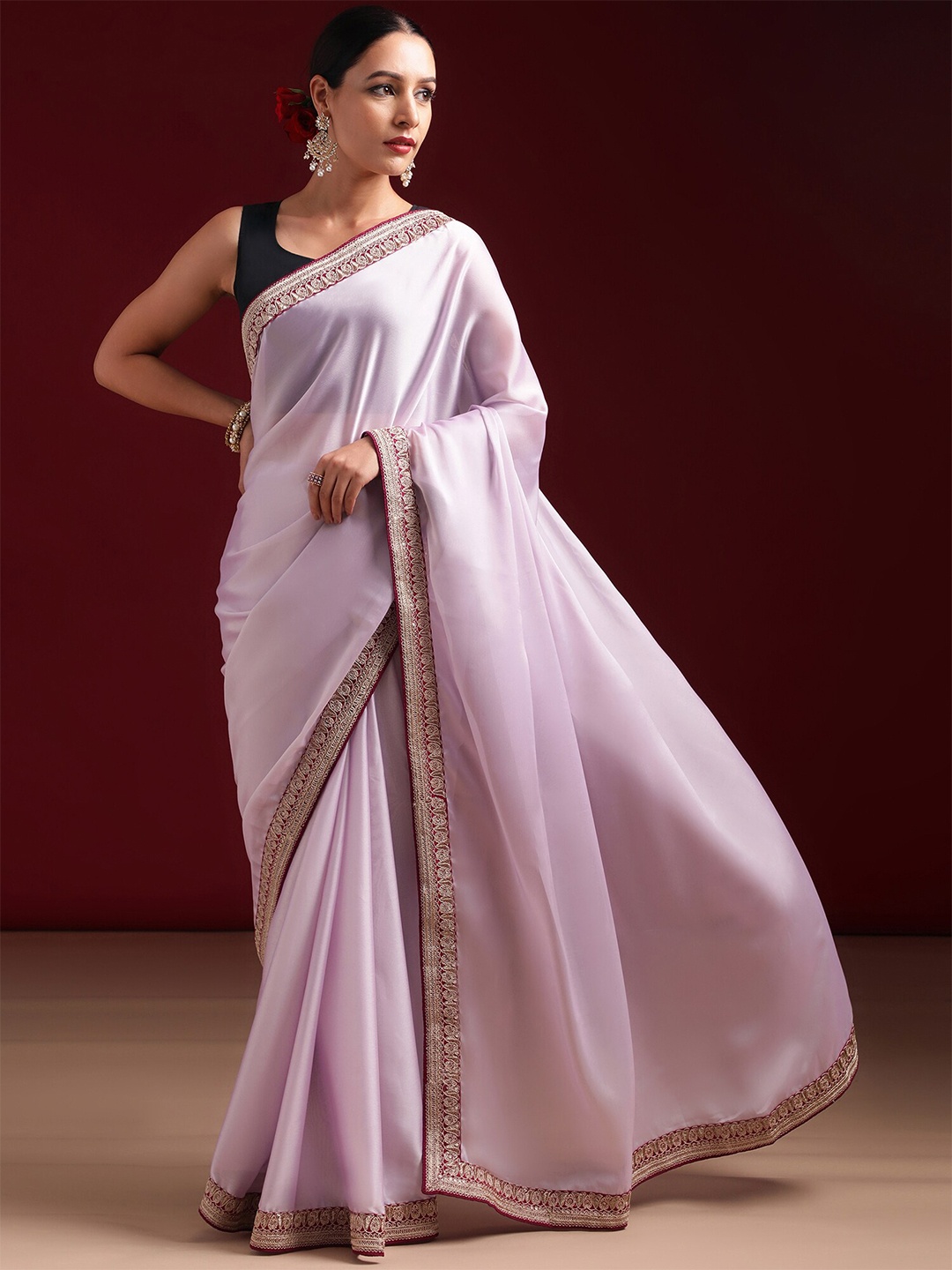 

kasee Embroidered Pure Silk Saree, Lavender