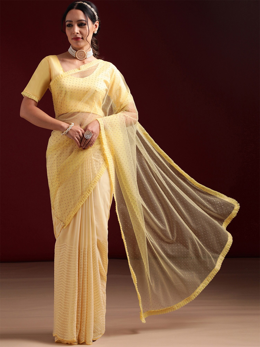 

kasee Embellished Saree, Yellow