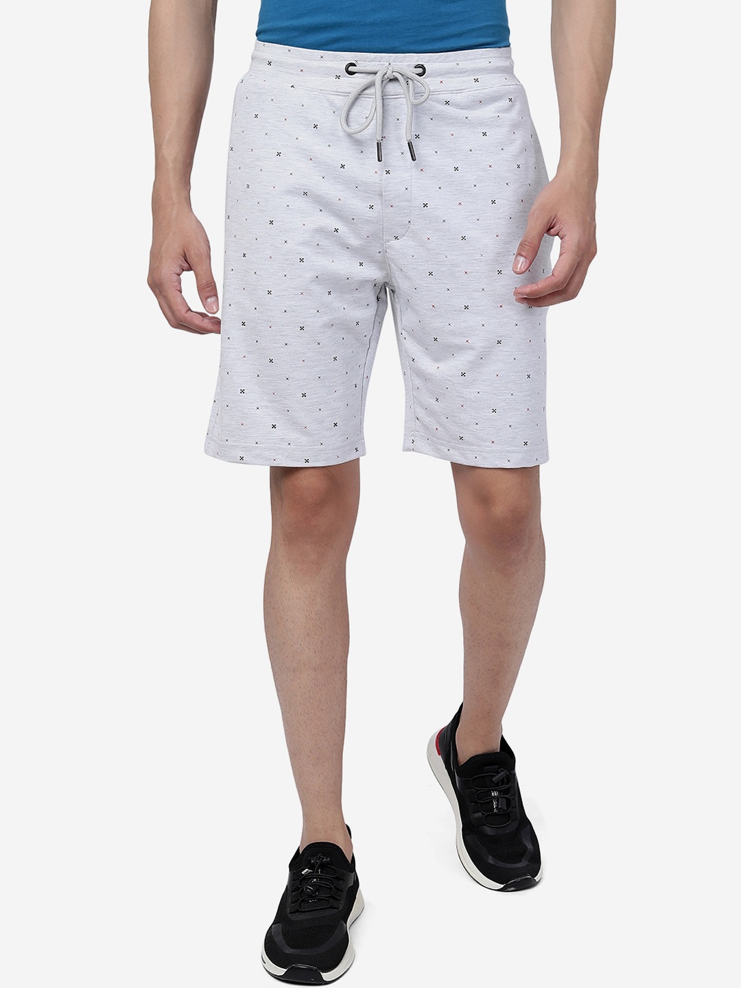 

JADE BLUE Men Conversational Printed Cotton Sports Shorts, Grey
