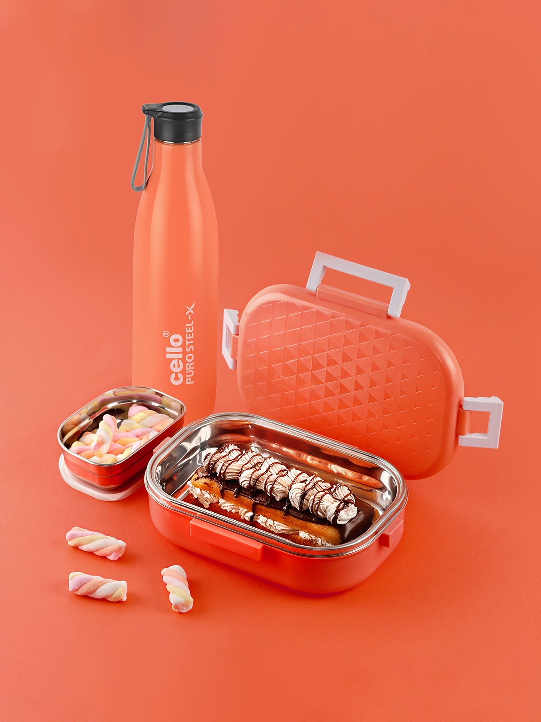 

Cello Altro Orange 2 Pieces Lunch Box 700ml and Puro Steel-X Neo 900 Bottle 730 Ml