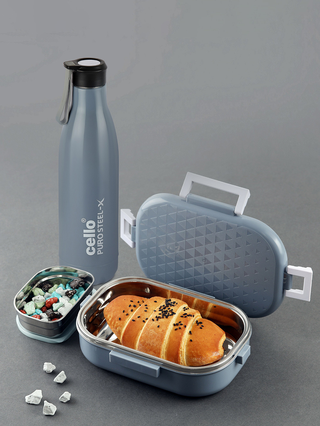 

Cello Altro 2 Pieces Neo Grey Stainless Steel Air Tight Lunch Box & Water Bottle