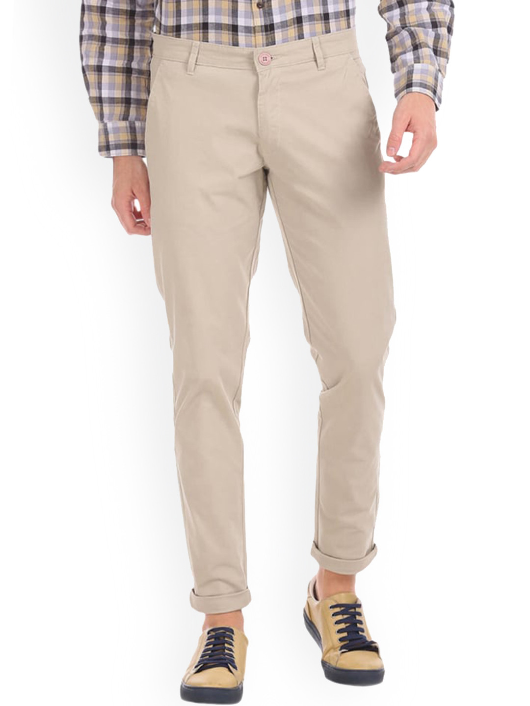 

V-Mart Men Regular Fit Mid rise Cotton Trousers, Beige