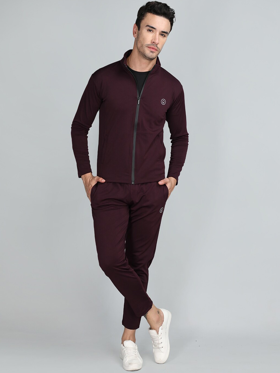 

CHKOKKO Mock Collar Sports Tracksuits, Maroon