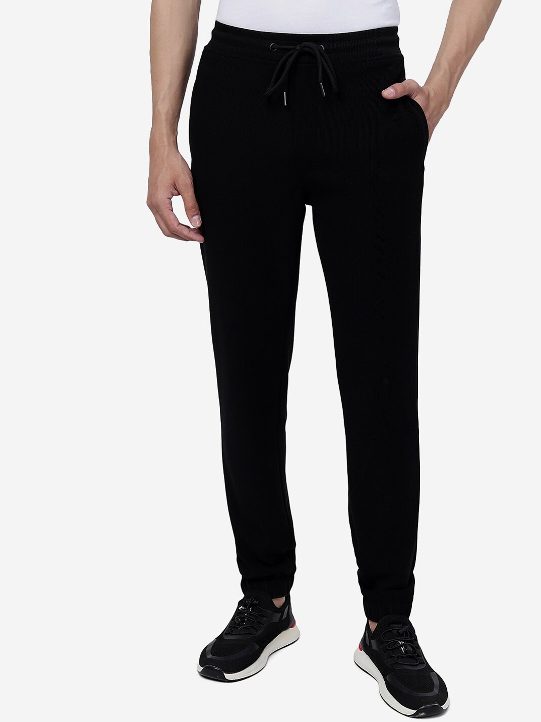 

JADE BLUE Men Cotton Sports Track Pants, Black
