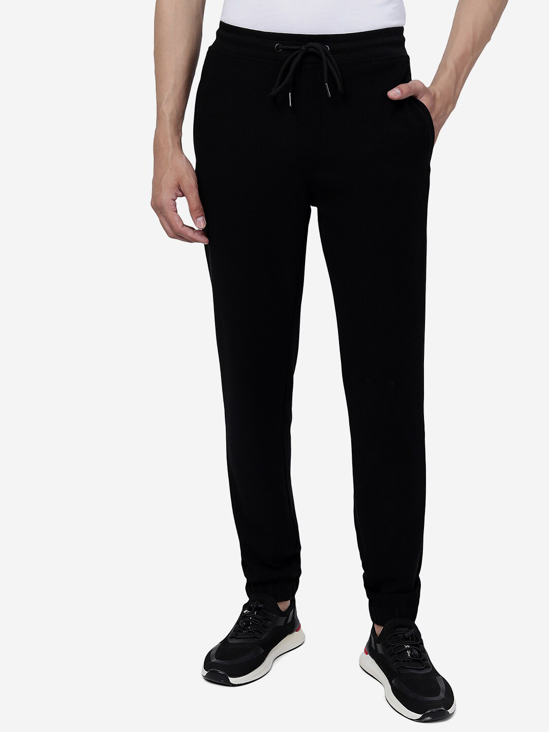 

JADE BLUE Men Cotton Sports Track Pants, Black