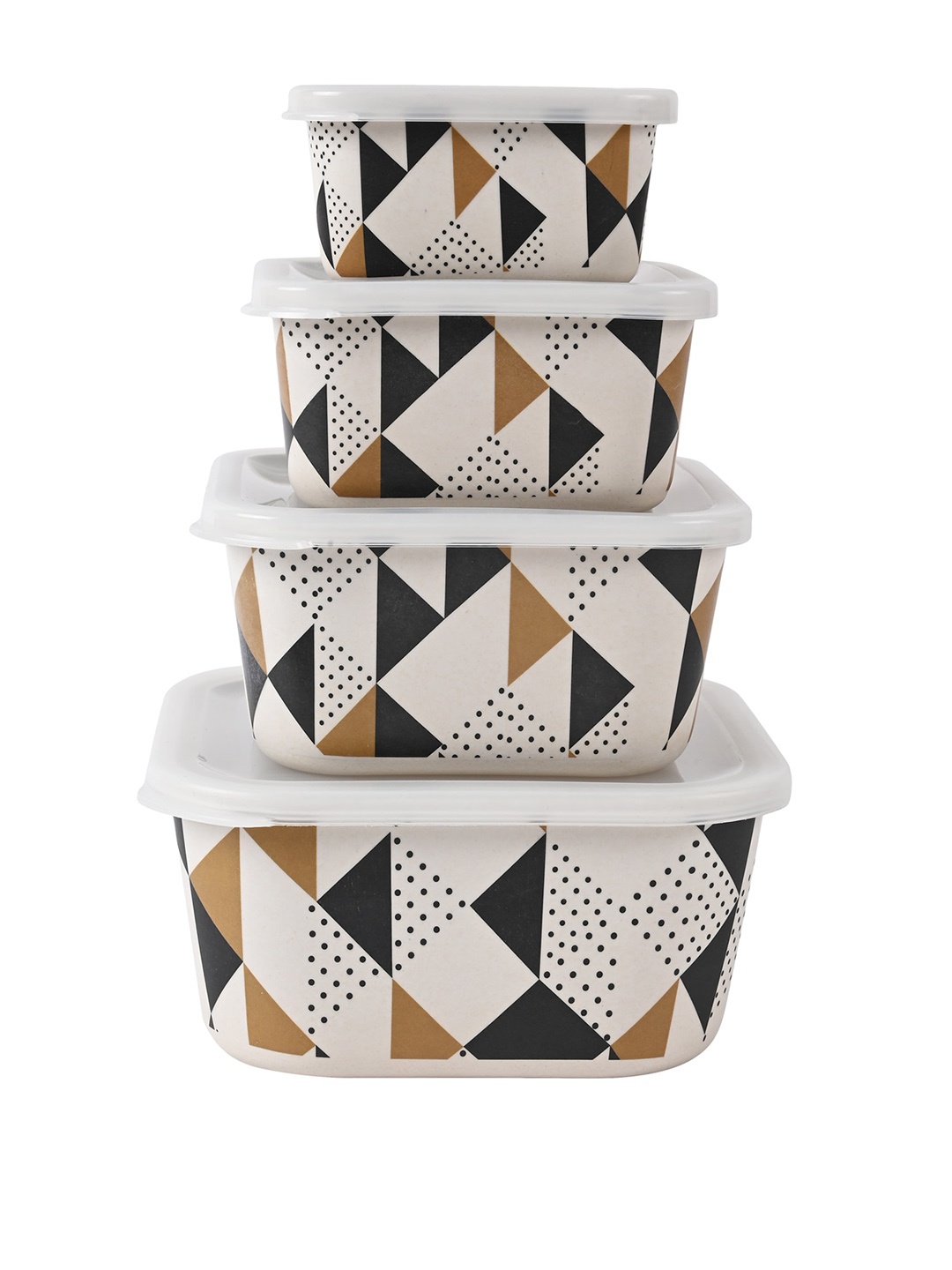 

earthism Eco-Friendly White 4 Pieces Printed Bamboo Food Container