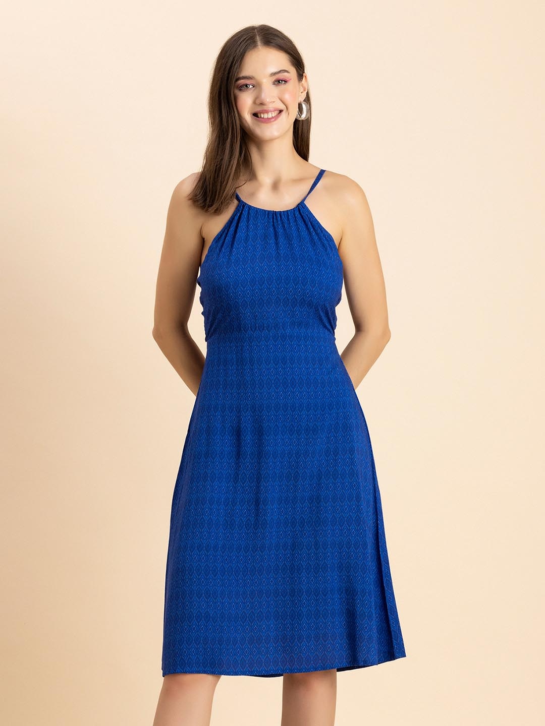 

Moomaya Blue Polka Dot Fit & Flare Dress