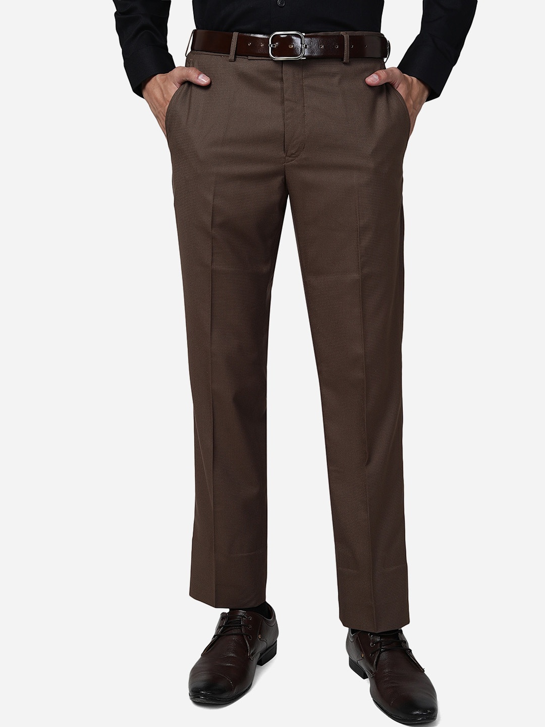 

Greenfibre Men Slim Fit Formal Trousers, Brown