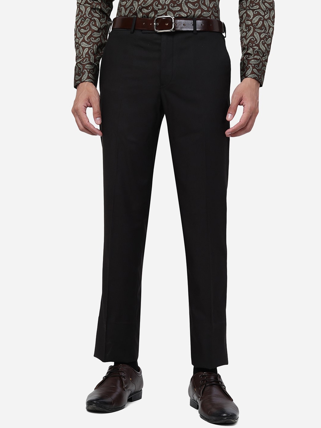 

Greenfibre Men Slim Fit Formal Trousers, Black