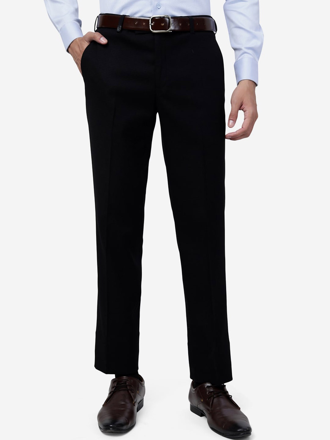 

JB STUDIO Men Slim Fit Formal Trousers, Black
