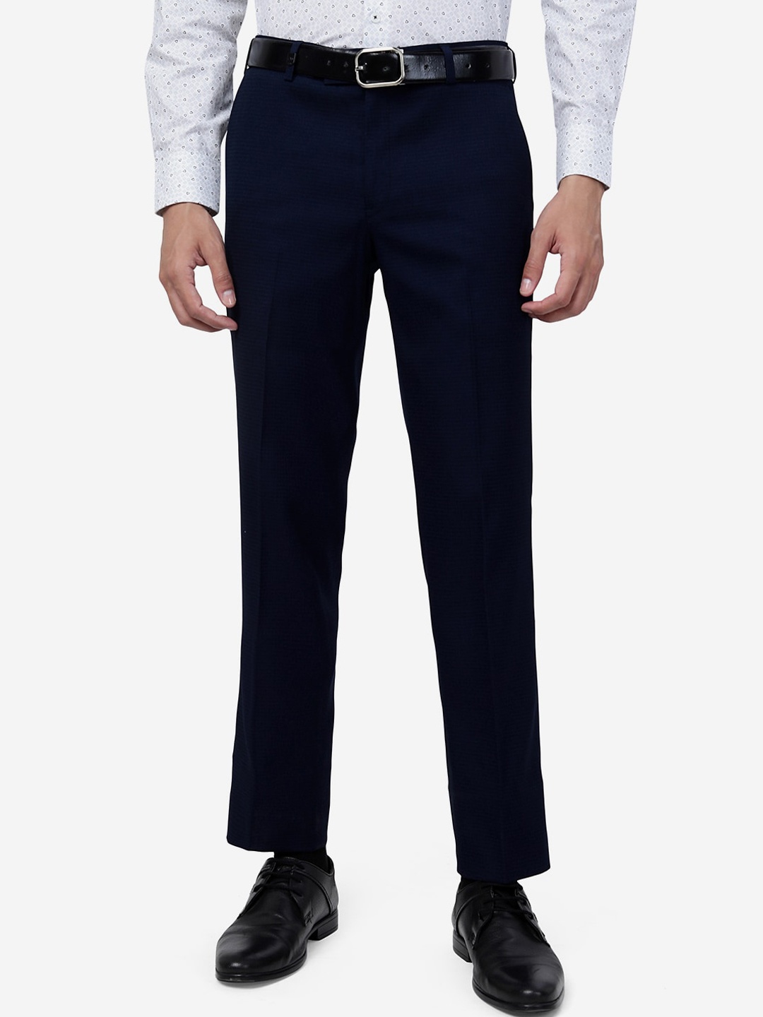 

JB STUDIO Men Slim Fit Formal Trousers, Navy blue