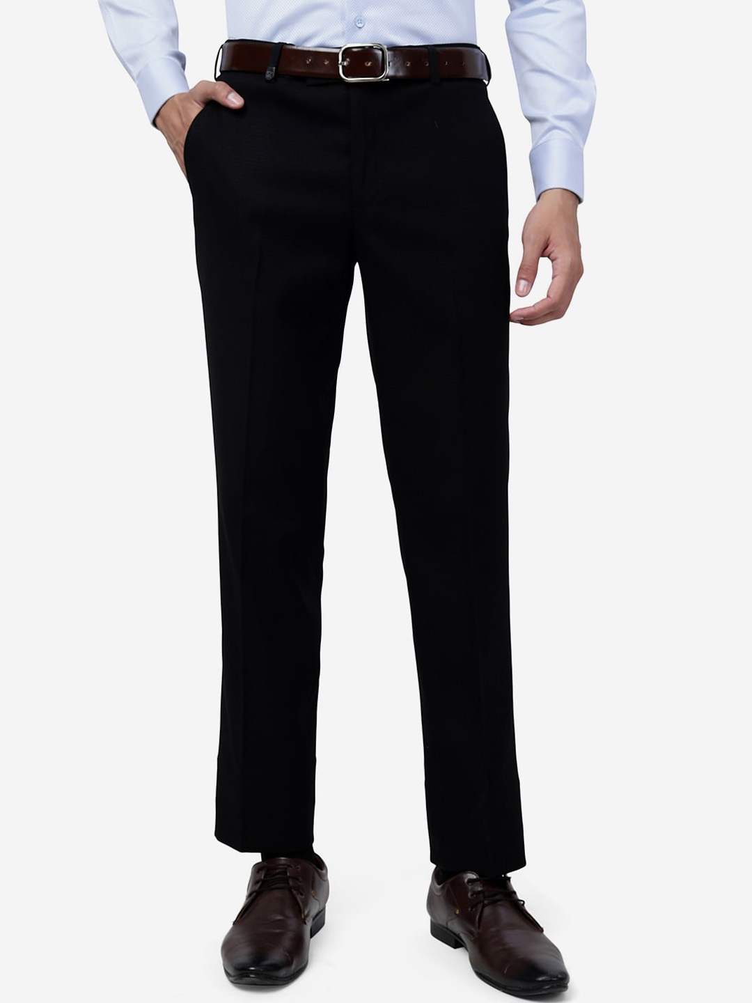 

JB STUDIO Men Slim Fit Formal Trousers, Black