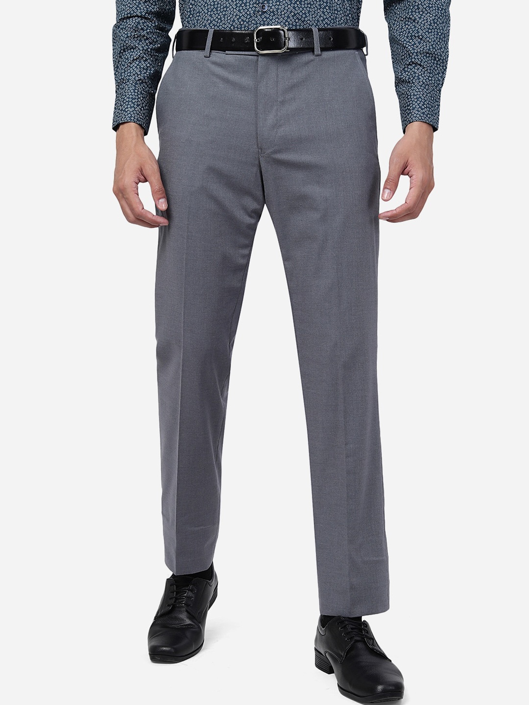 

METAL Men Slim Fit Formal Trouser, Grey