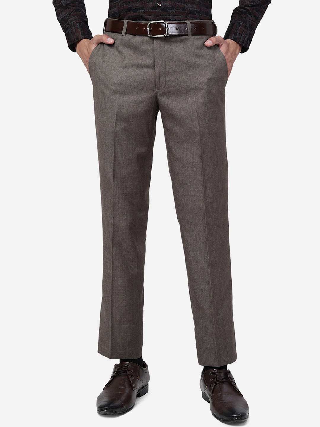 

METAL Men Slim Fit Formal Trouser, Brown
