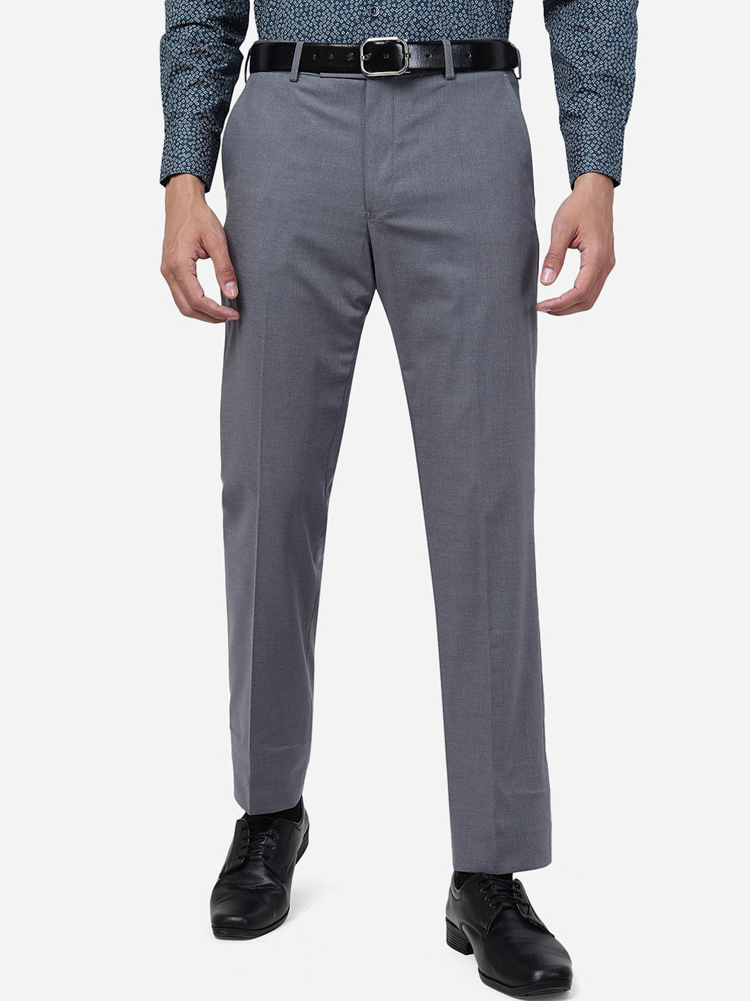 

METAL Men Slim Fit Formal Trousers, Grey